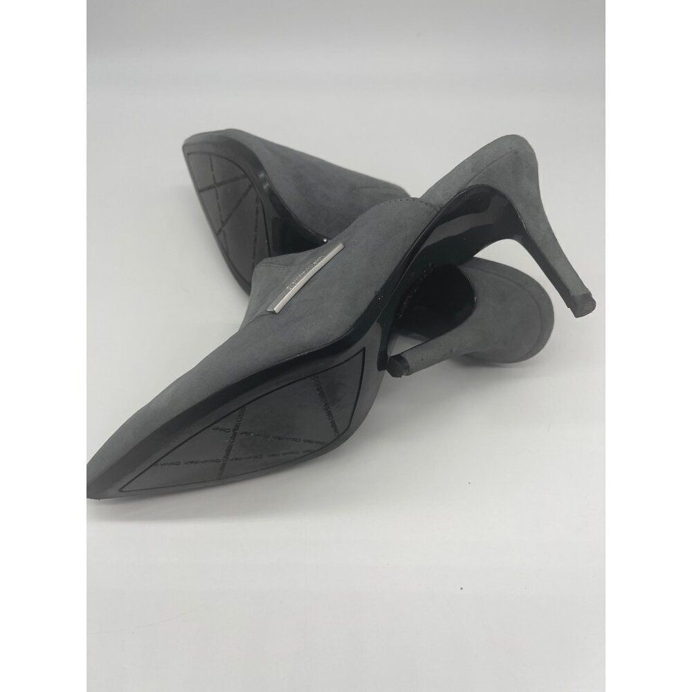Calvin Klein Grecia Women Gray Suede pointed Toe Mule Heels Size 9.5 - Picture 5 of 11